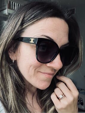 Celine Black Sunglasses with Gold Triomphe Logo